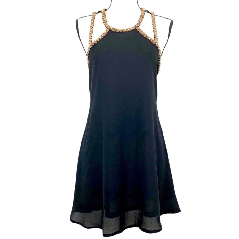 Fora Mini Beaded Black Dress Size Sm